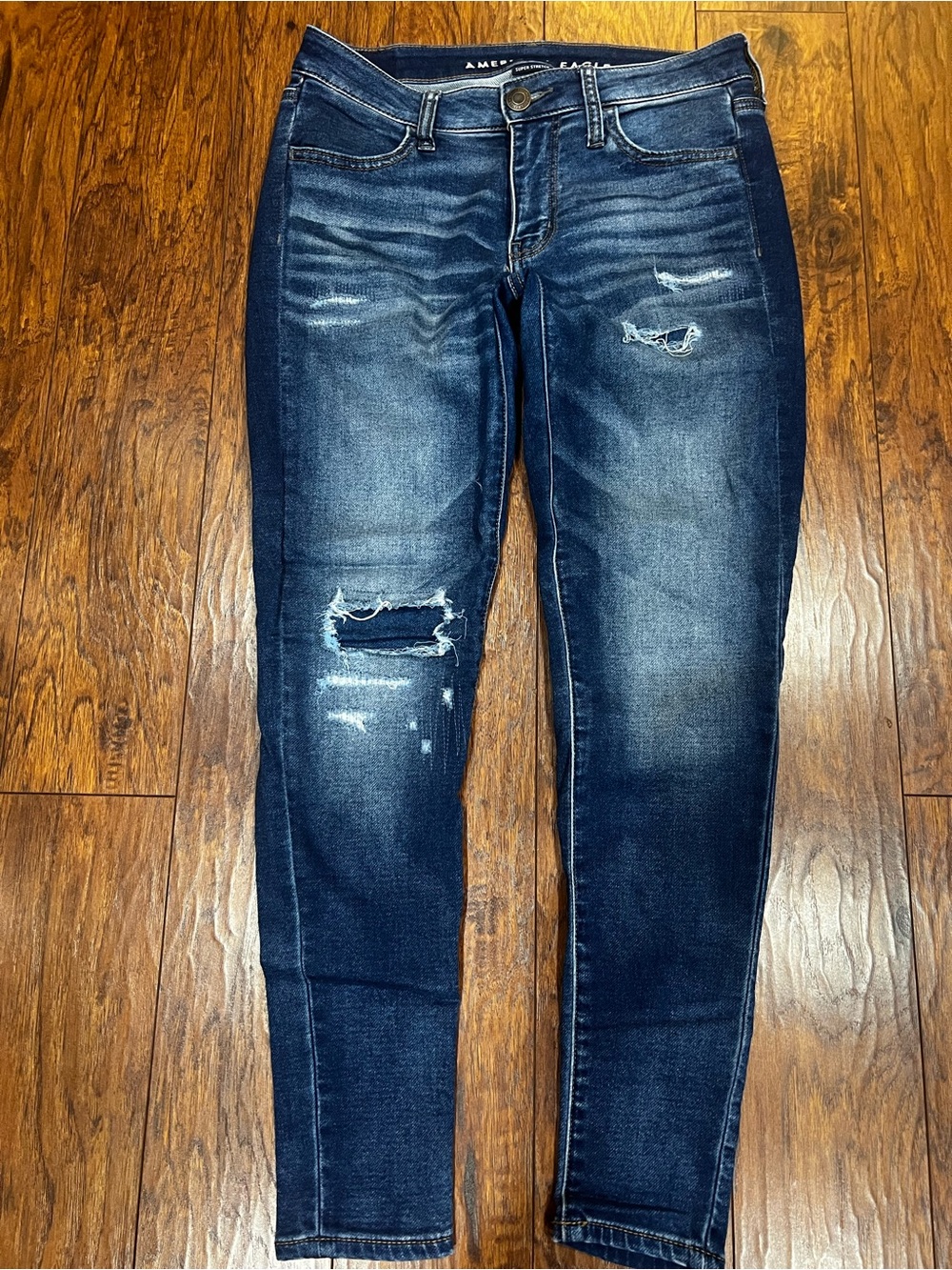 American Eagle Indigo Blue Jeans Distressing Womens 4 S Stretch
